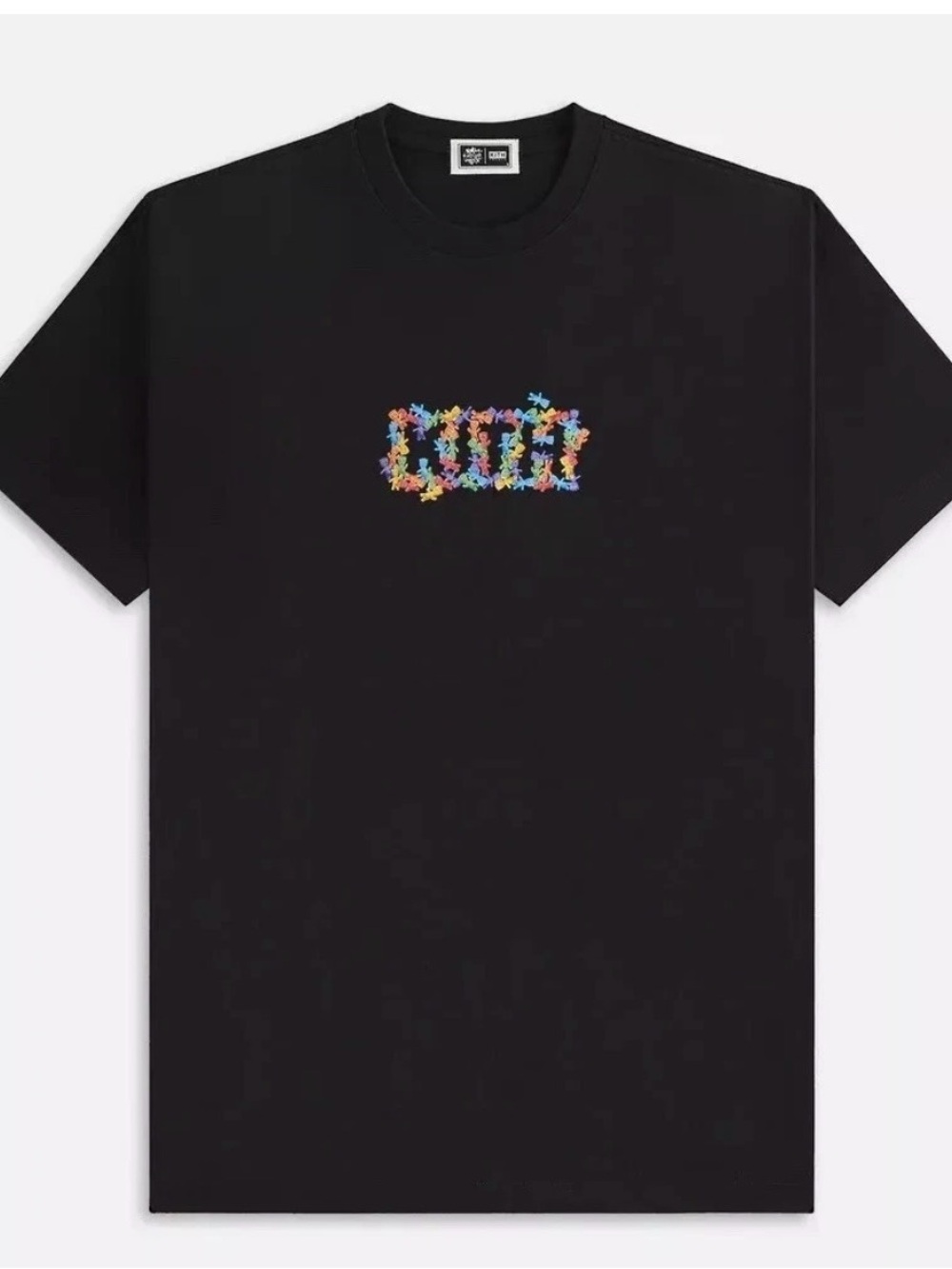 Kith Black Tee with White Label Graphic